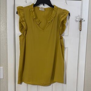 Elegant Ruffled Sleeveless Blouse in Mustard